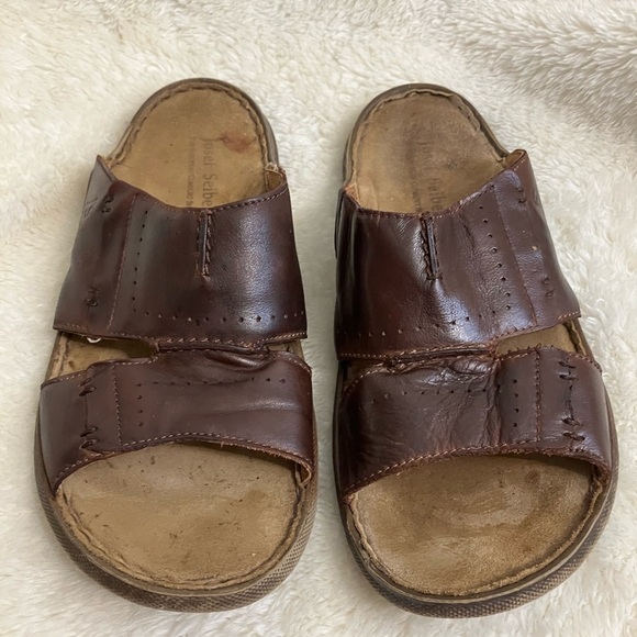 Josef Seibel Leather Slides Size EU 44/ US 10.5 - Picture 1 of 11